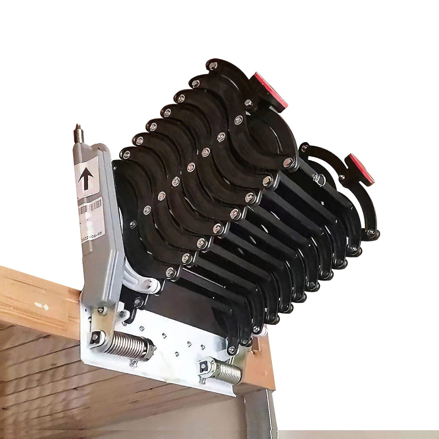 TECHTONGDA 9.8ft Attic Stair Pull Down Loft Ladder, Al-Mg Alloy Wall Mounted Folding Retractable Attic Ladder, 12 Steps Folding Loft Stairs with 660LB Load Capacity, Black