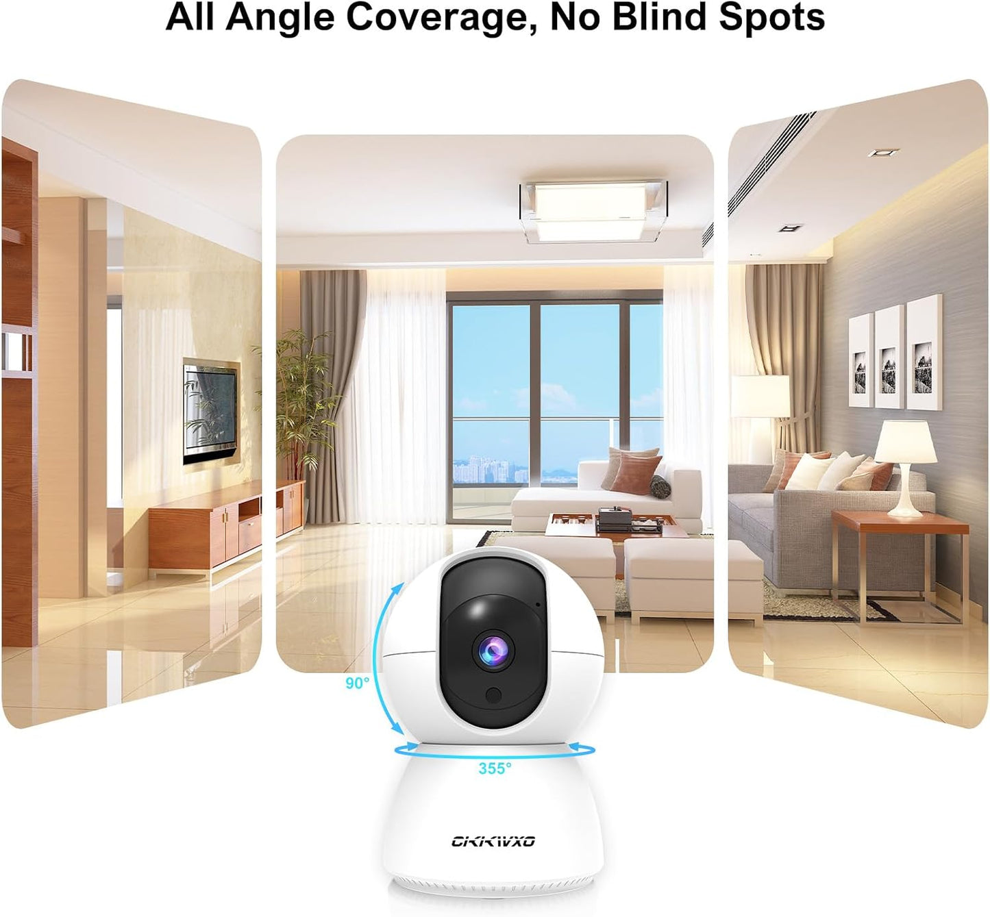 CiKiKWXO 2.4&5GHz Camera,2K/3MP 355 2-Way WiFi Indoor Security Camera for Home Security, Pan/Tilt Pet Cam, IR Night