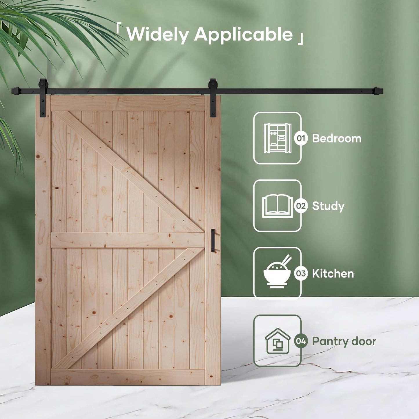 FREDBECK 54in x 80in Wood Barn Door with 9FT Barn Door Hardware Kit Included K Shape Solid Spruce Panel Need to Assembly