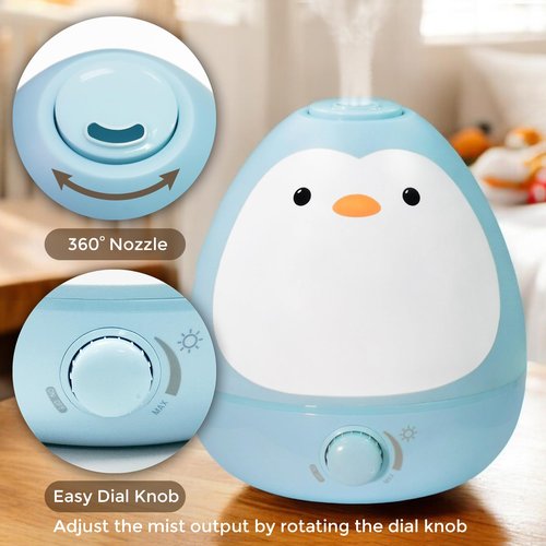 Earnest Living Baby 3-in-1 Cool Mist Humidifier with Essential Oil Diffuser + Nightlight, BPA Free Phenol Free Humidifier for Kids Bedroom, Nursery + Large Rooms, Whisper-Quiet, Auto Shut Off