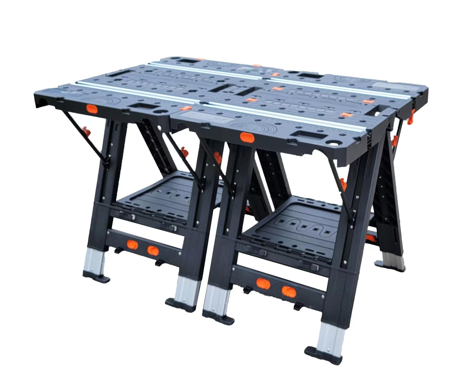 Anyyion Work Bench,2-in-1 Folding Work Table and Sawhorse, 31" W x 25" D x 28”-31" H,Easy Setup Portable Workbench, 4pcs Clamps, 2pcs Bench Dogs