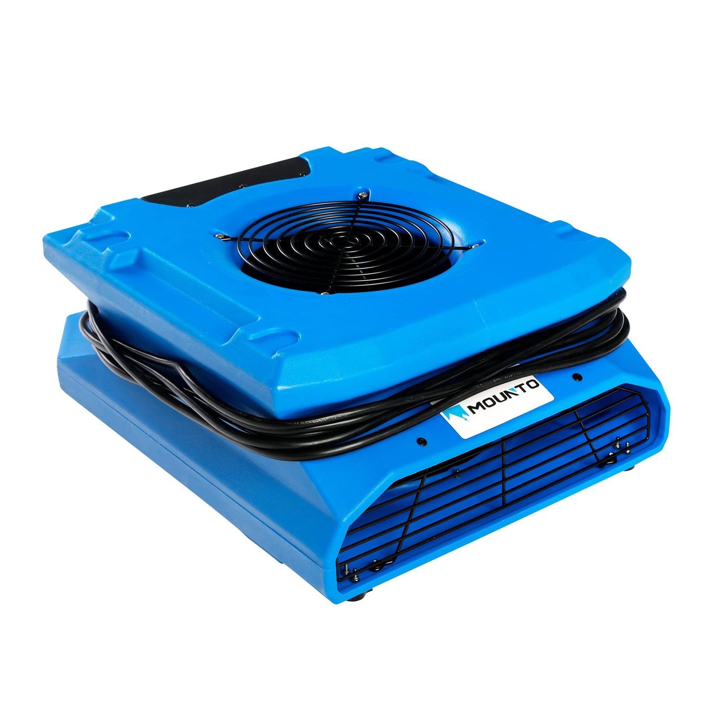 MOUNTO 1/4 HP 1200 CFM Low Profile Air Mover, 2-Speed Carpet Dryer Floor Fan with Dual GFCI Outlets, Stackable Lightweight Blower for Water Damage Restoration (Blue)