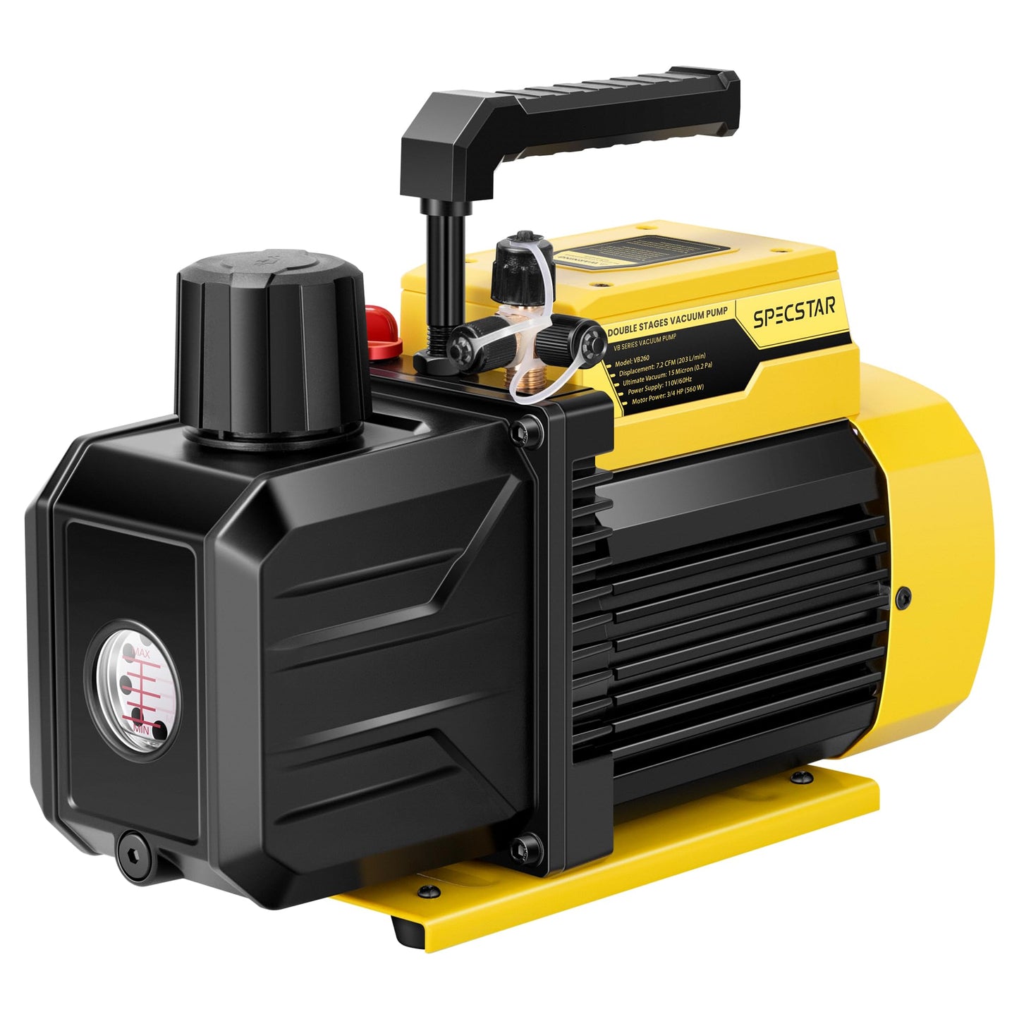SPECSTAR 3/4 HP 7.2 CFM 110V Dual Stage Rotary Vane HVAC Air Vacuum Pump with VIVOHOME 2 Pack Premium High Vacuum Pump Oil 330ml/11.16oz