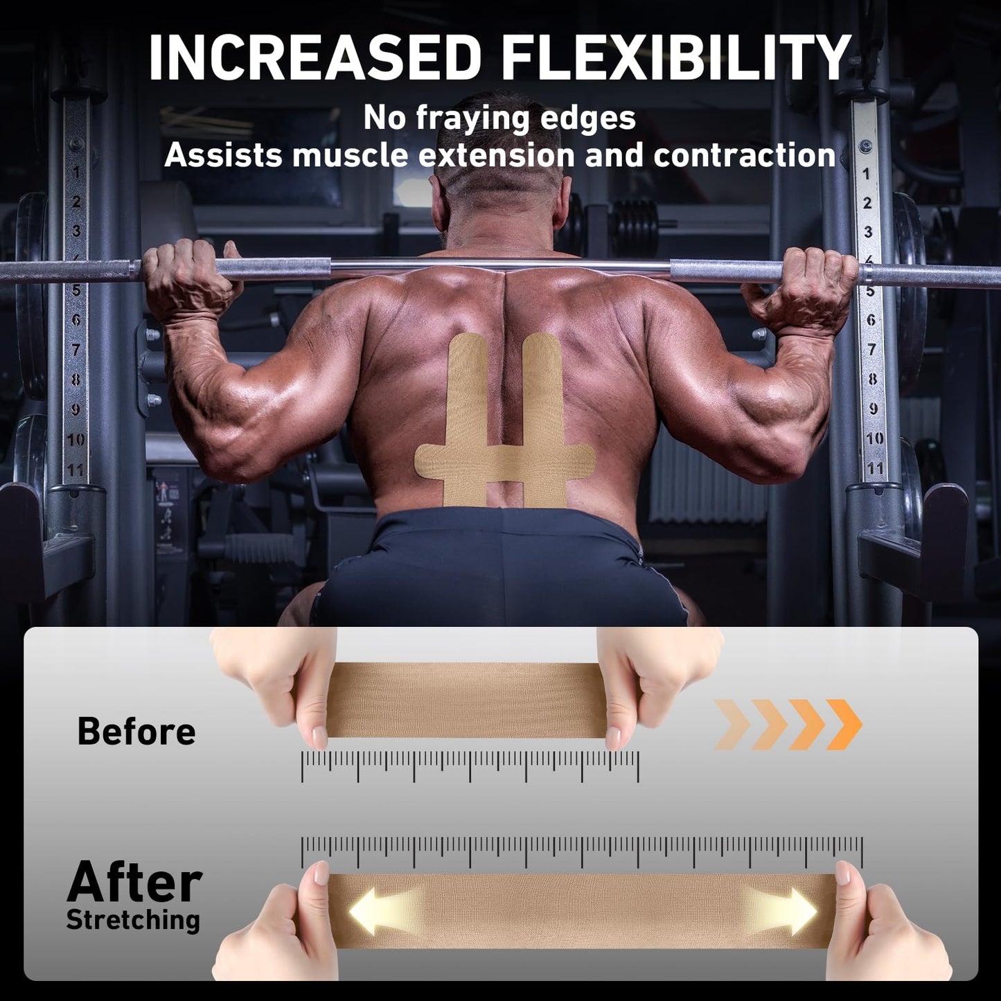 PreCut Kinesiology Tape for Lower Back, 12PCS Kinesiology Tape Precut for Lower Back, KTQUICK Original Cotton Waterproof&Breathable Latex-Free, Enhance Elastic Athletic Tape for Support Muscle(Beige)