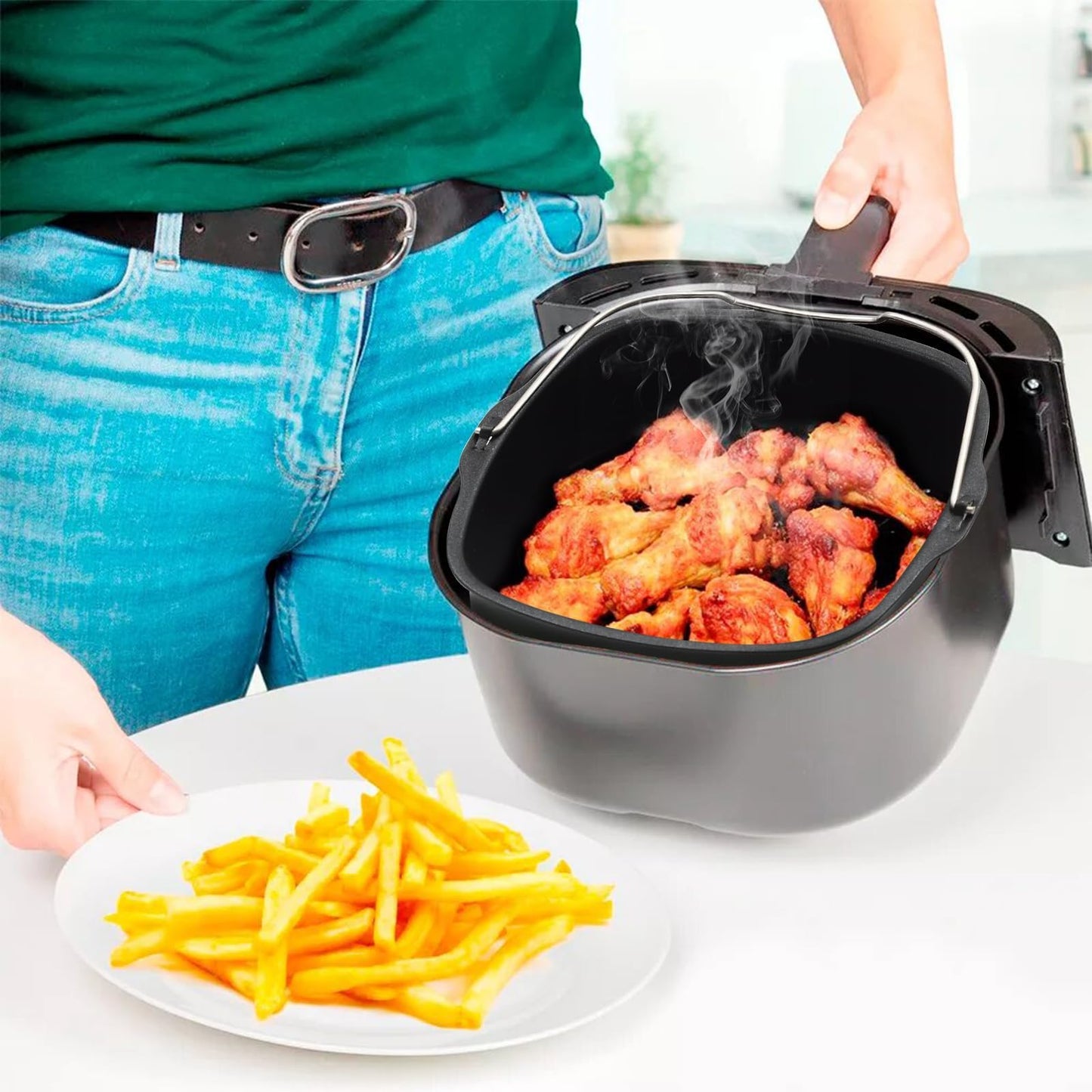 6.89 inches Air Fryer Cake Pan, Non-stick Air Fryer Cake Barrel Air Fryer Cake Pizza Baking Pan for Instant Pot Cake Baking Tray Basket Air Fryer Accessories (6.89'')