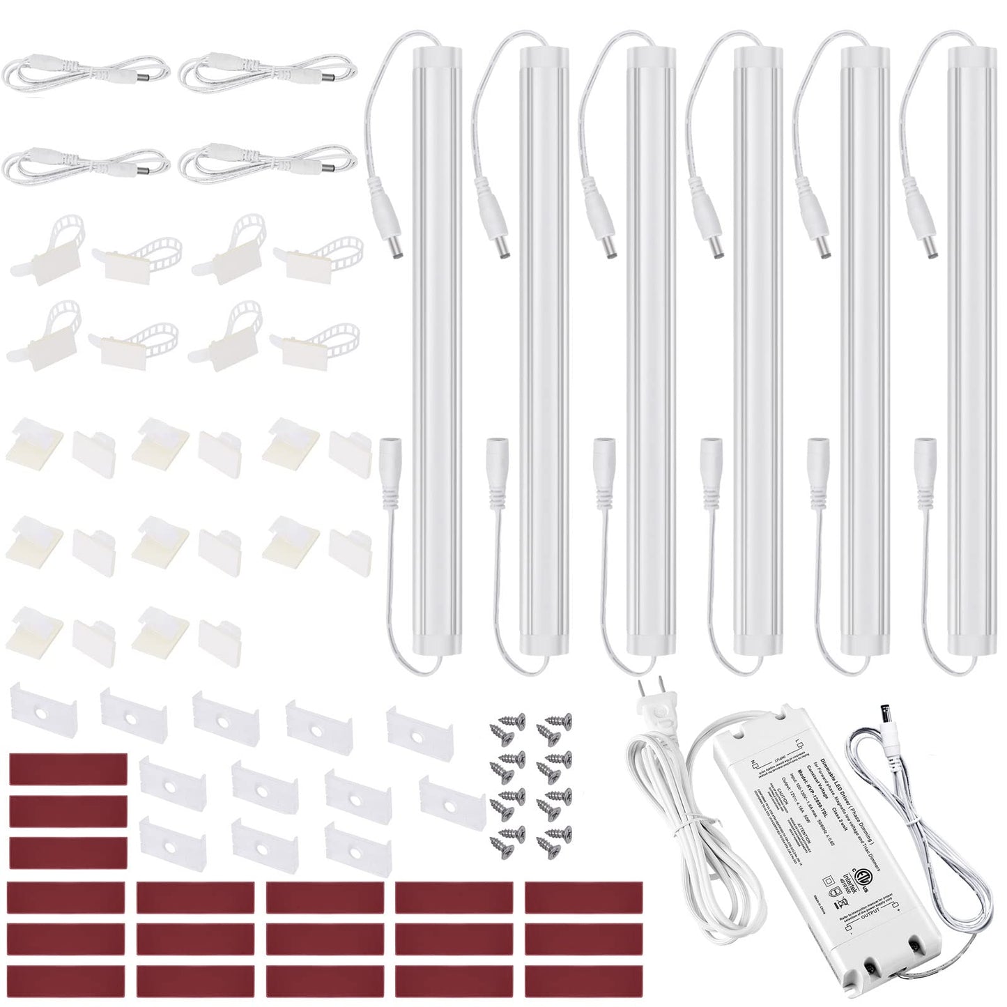 Litever Under Cabinet LED Lighting Kit Dimmable by AC Wall Dimmer. Plug in or Hardwired LED Driver. Super Bright Linkable Light Bar for Kitchen Cabinet Counter Shelf. 35W 2000 Lumen. Daylight 5000K