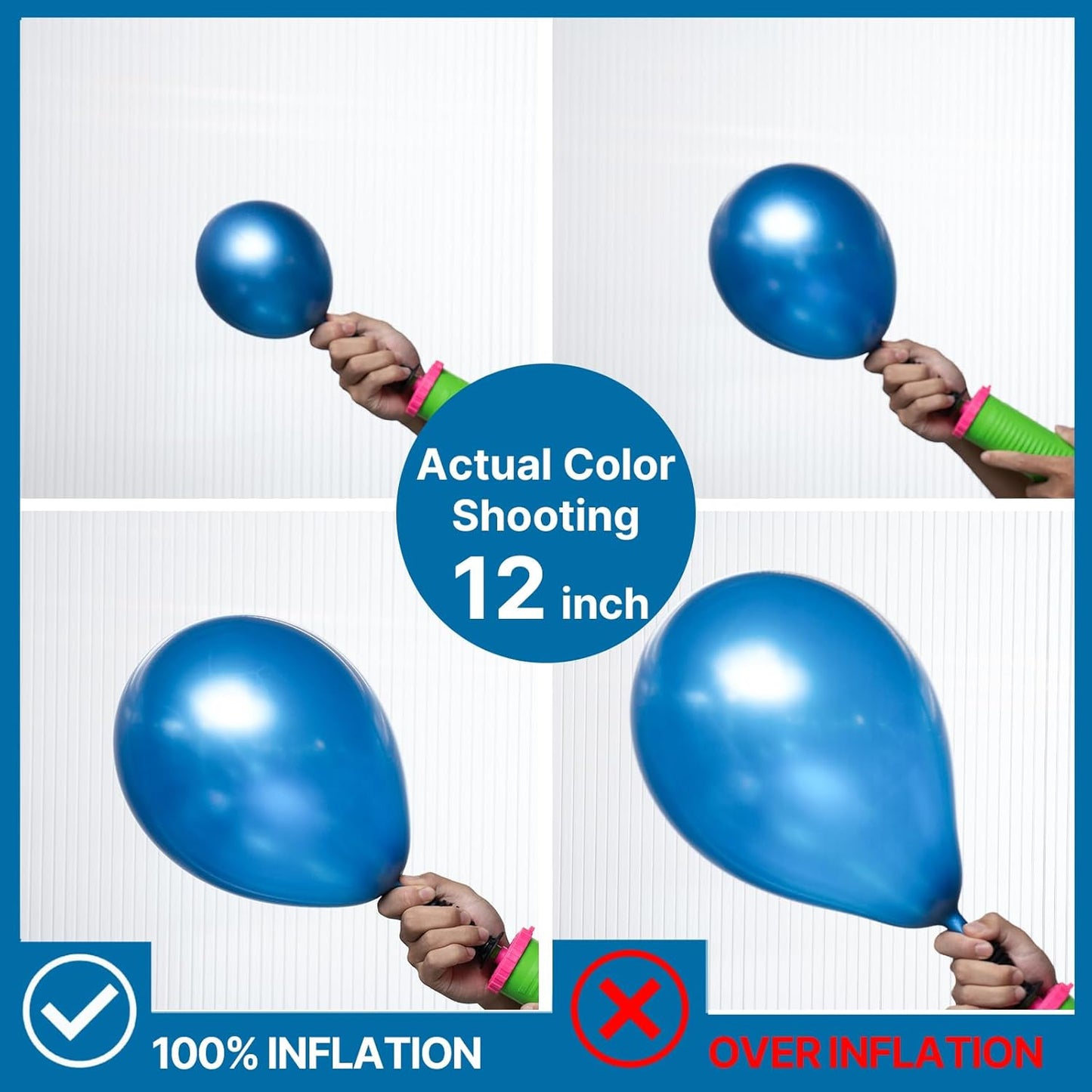 PartyWoo Metallic Blue Balloons - 140pcs Chrome Latex Balloons in 5-18 Inch Sizes for Celebrations