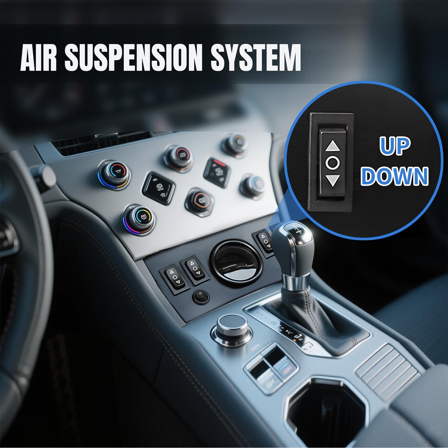 CNWZYMX 12V Air Management Featuring 8-Valve Air Ride Suspension Manifold, Simplify Control Panel and Ship Type Switch and Five-Way Red Display Air Pressure Gauges