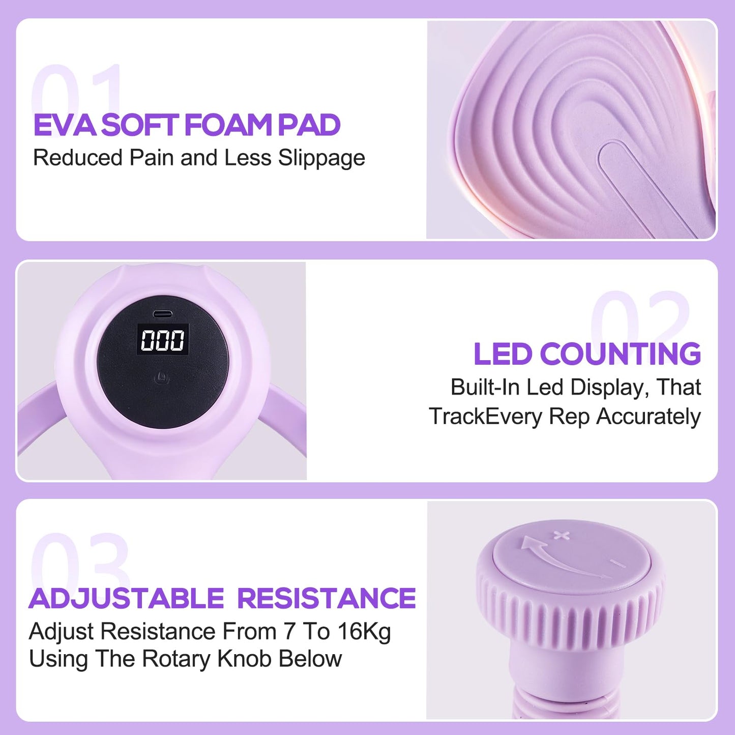 CYFIE Thigh Trainer for Women, Adjustable Inner Thigh Exerciser with 2 Band, Pelvic Floor Exercise Device & Kegel Exerciser with LED Counter, Hip Trainer & Thigh Workout Equipment for Home Workout