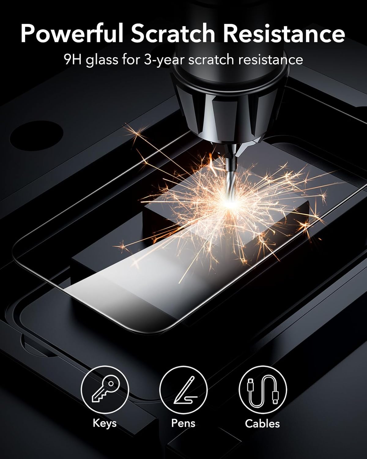 3 Pack 16 [9H ESR for iPhone Pro Screen Protector, Hardness] [Military Grade Shatterproof] Tempered Glass Film