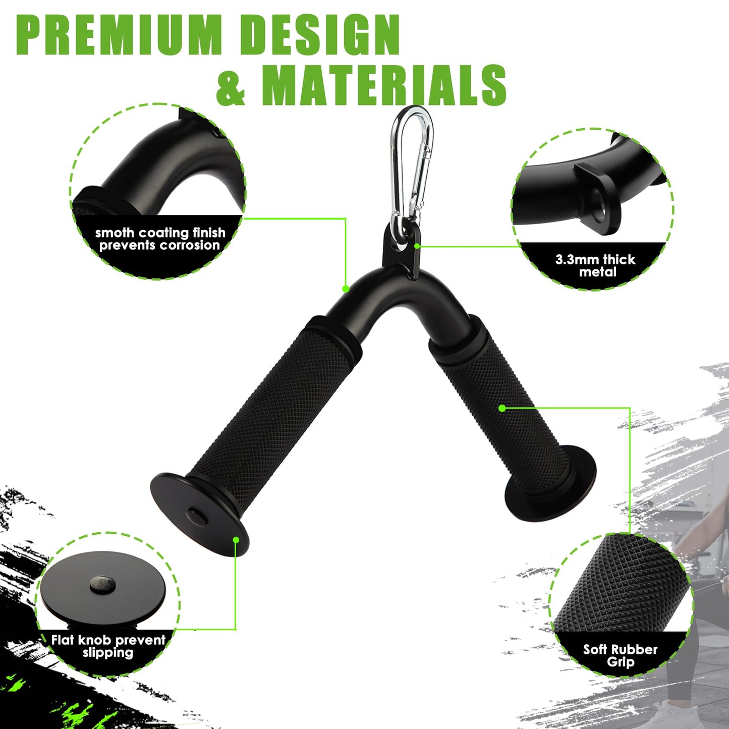 Lovind Tricep Pull Down Attachment,Bigger V Bar Attachment ,Tricep Rope Cable Machine Attachment, Cable Machine Accessories with Upgrated Grip for Home Gym Equipment (Tricep V Bar&Rope)