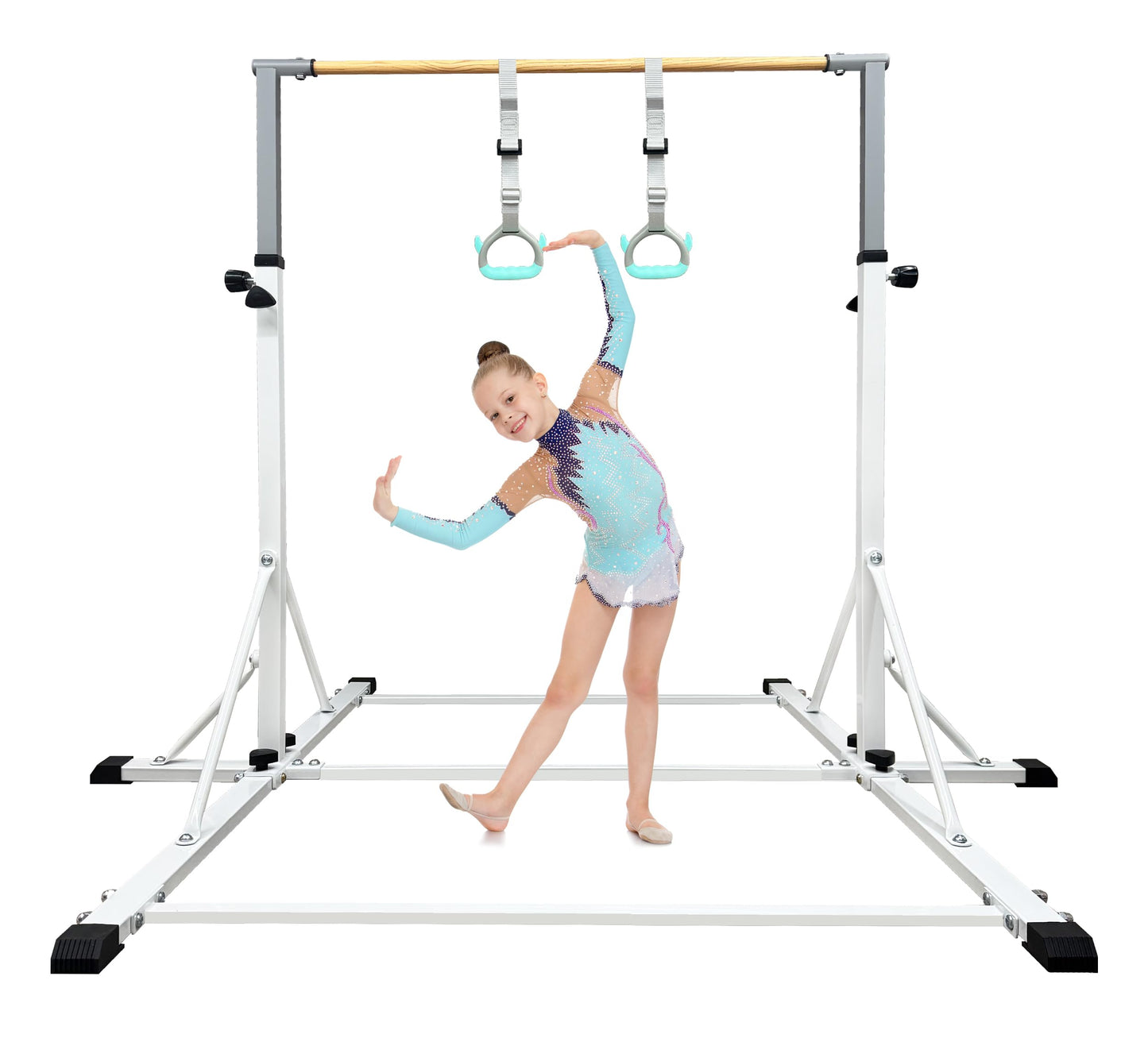 86 York Gymnastics Bar for Kids Ages 3-20, 5FT Base Length, 42" to 63" Adjustable Height, Horizontal Bar, Kip Bar for Gymnast, Gymnastic Training Equipment for Home, Gym Center