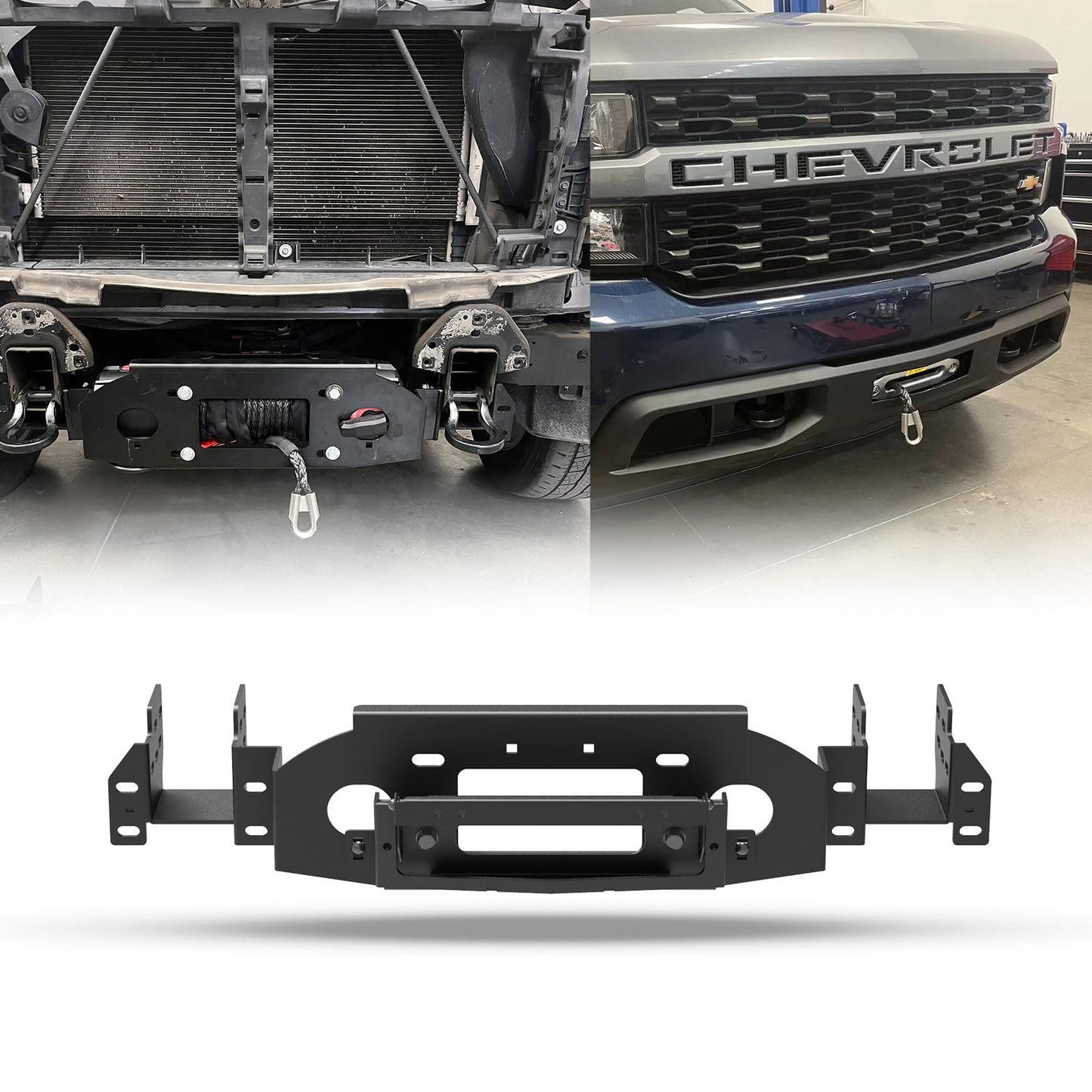 AUTOWIKI Front Hidden Winch Plate for 2019-2025 Chevy Silverado 1500, Winch Mounting Plate Accessories for 19-25 Silverado 1500, Black Hitch Mount Winch Plate (Exclude Diesel, ZR2 & 2019 LD Models)
