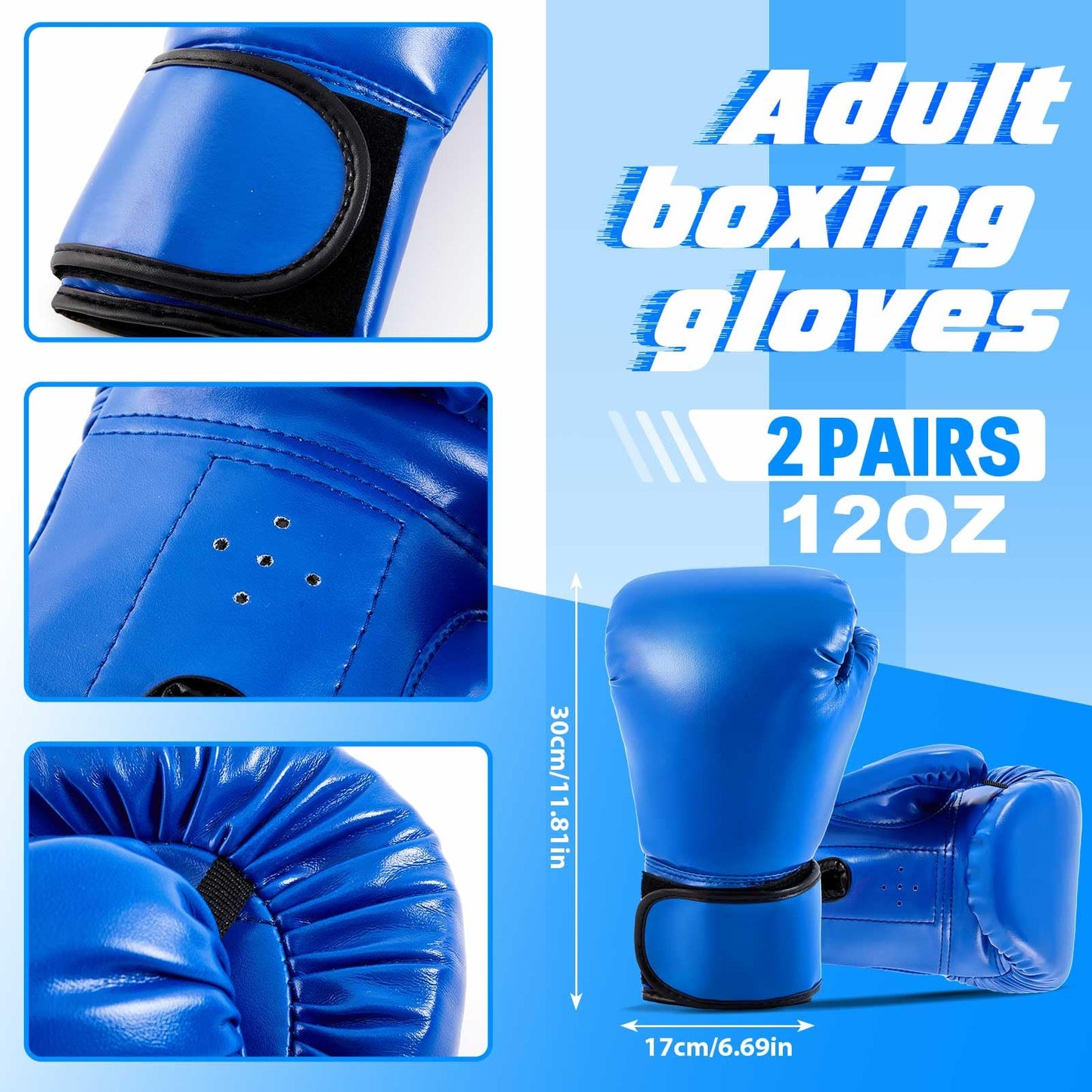 Foilswirl 5-in-1 Kids Boxing Pads Gloves Kick Punching Mitts Set with 1 Pair of Gloves, 2 Pcs Pads Taekwondo Kick Pad and Head Guard for Youth Beginner Training Kickboxing Karate Thai(Blue,8 oz)