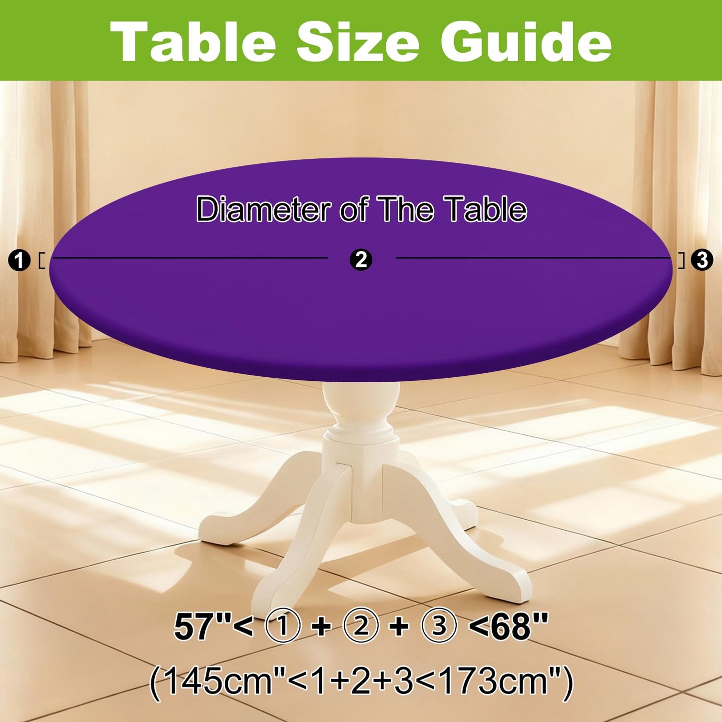 Smiry Round Spandex Tablecloth, Elastic Fitted Washable Tablecloths for 57"-68" Tables, Waterpoof Stretch Picnic Table Cover for Dining, Indoor and Outdoor, Purple