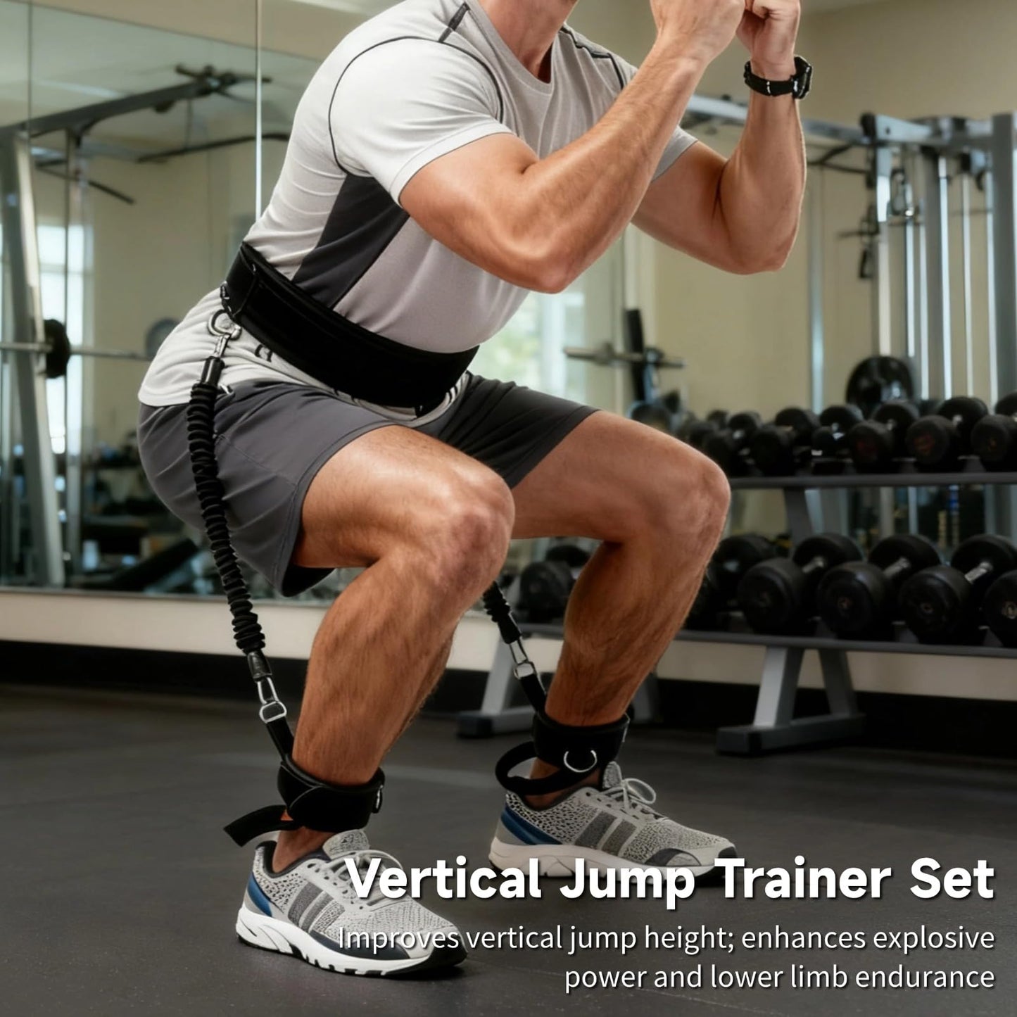 COSYOO Vertical Jump Trainer, Leg Strength Resistance Belt, Jump Training Equipment, Adjustable Leg Strength Training Belt for Basketball, Volleyball, Football, Tennis, Squat and Agility Workouts (C)