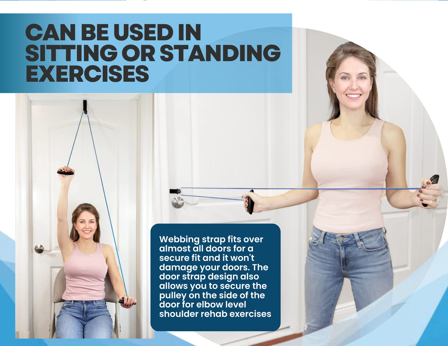 LiftAid Shoulder Pulley for Physical Therapy with Exercise Guide - Improves Shoulder Strength & Range of Motion - Reduces Pain, Helps in Muscle Recovery - Physical Therapy Equipment (Blue)