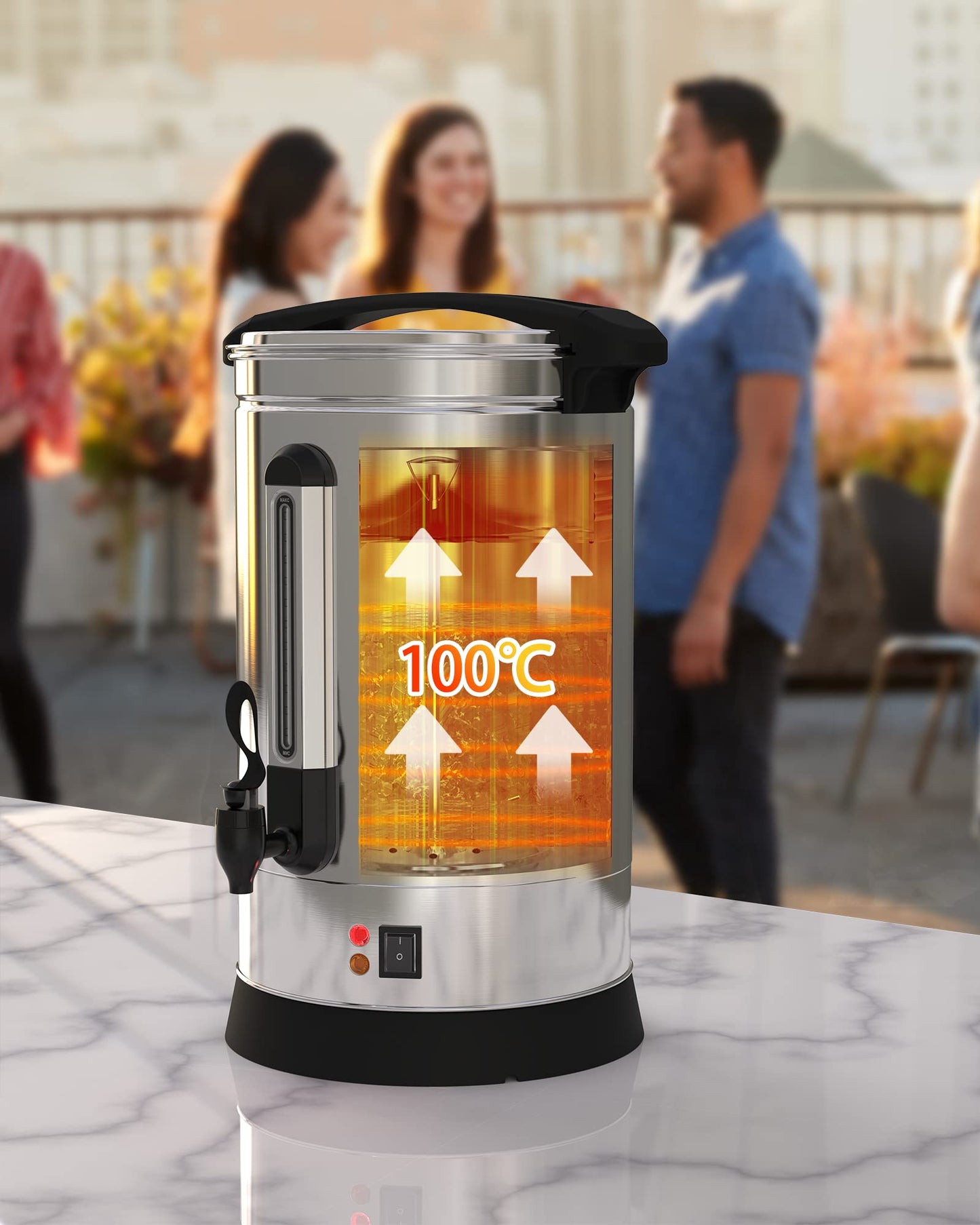 DEXSO 120 Cup 18L Commercial Coffee Urn,[Rapid Extraction] [304 Stainless Steel Suitable for Food] Hot Beverage Dispenser, [Easy Clean-up] Hot Water Urn for Churches, Meeting Rooms, Lounges