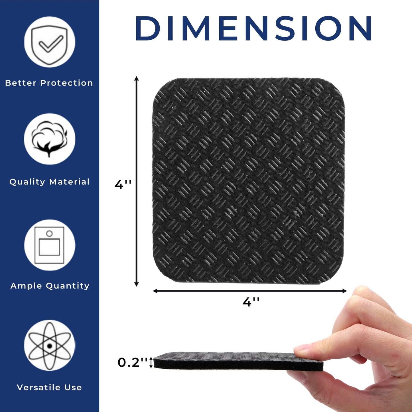 Nagpew 12 Pieces Treadmill Mat Pads, 4'' x 4'' x 0.2'' Non Slip Exercise Equipment Mats with Double-sided Silicone Coating, Anti-vibration Bike Mat for Hard Wood Carpet Floors, Walking Pad