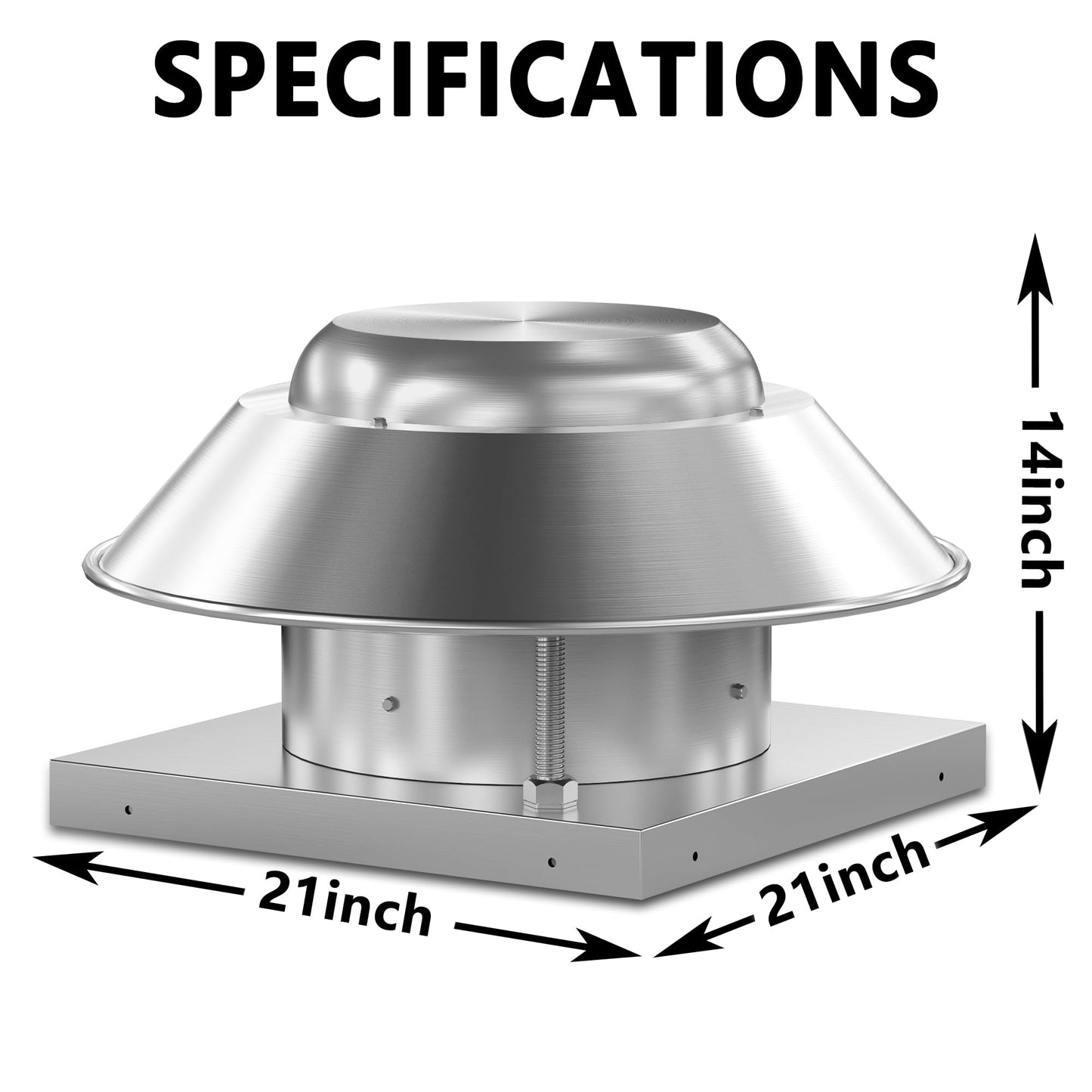 FICBXRA Roof Exhaust Fan Direct Drive Axial Downblast Exhaust Fan -21" Fan Base, 1/6 HP 115 Volt Single Phase Motor 1160 CFM