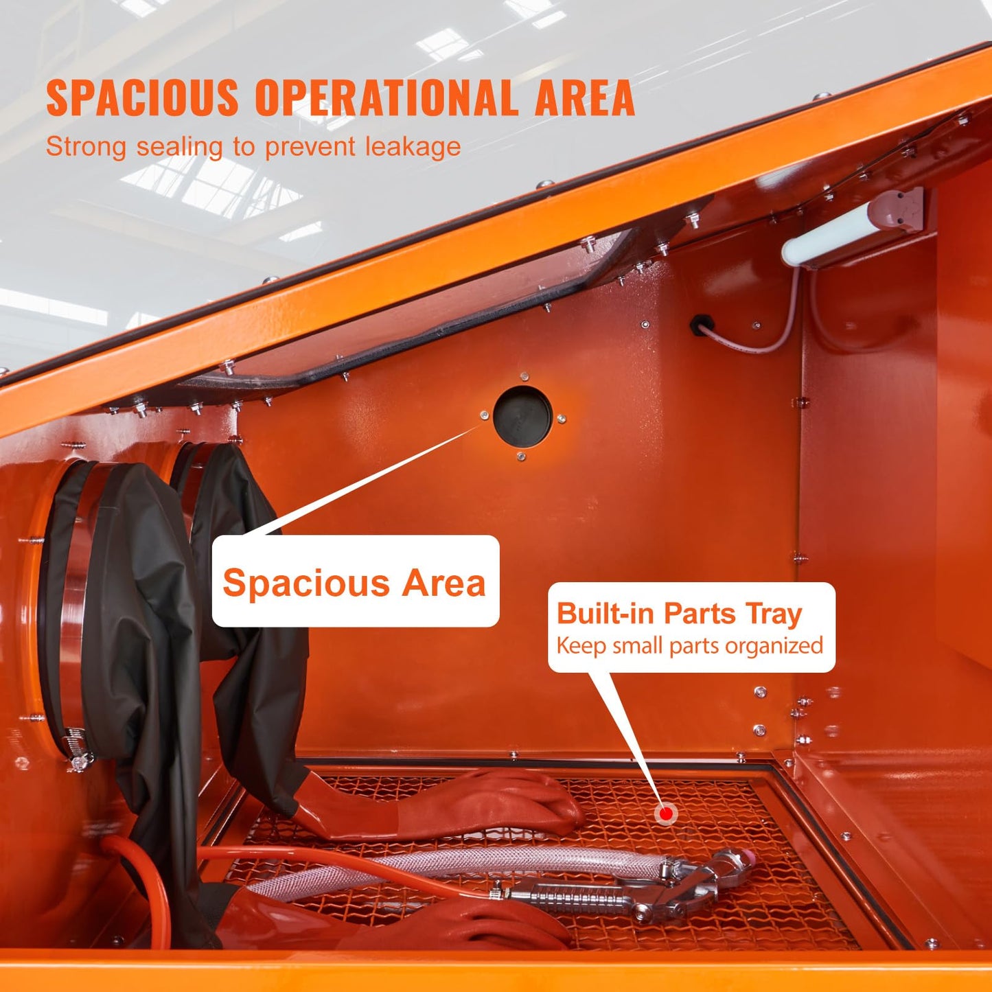 60 Gallon Sandblasting Cabinet, 40-120PSI Sand Blasting Cabinet with Stand, Heavy Duty Steel Sand Blaster with Blasting Gun & 4 Ceramic Nozzles for Paint, Stain, Rust Removal