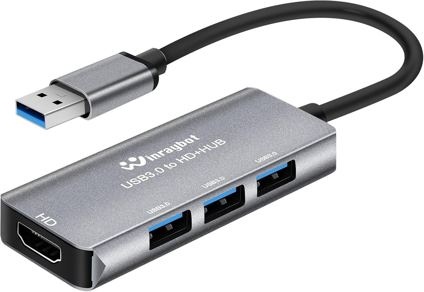 WinRaybot 1080P@60Hz 3 3.0 USB Hub with HDMI Extended Monitor Display with Port USB Hub,Mirror & Extend Display Mode