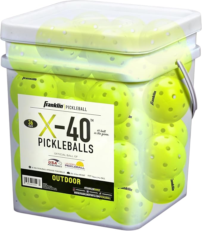 Franklin Sports X-40 Outdoor Pickleballs - Official Ball of USA Pickleball, APP Tour + US Open - Regulation Size