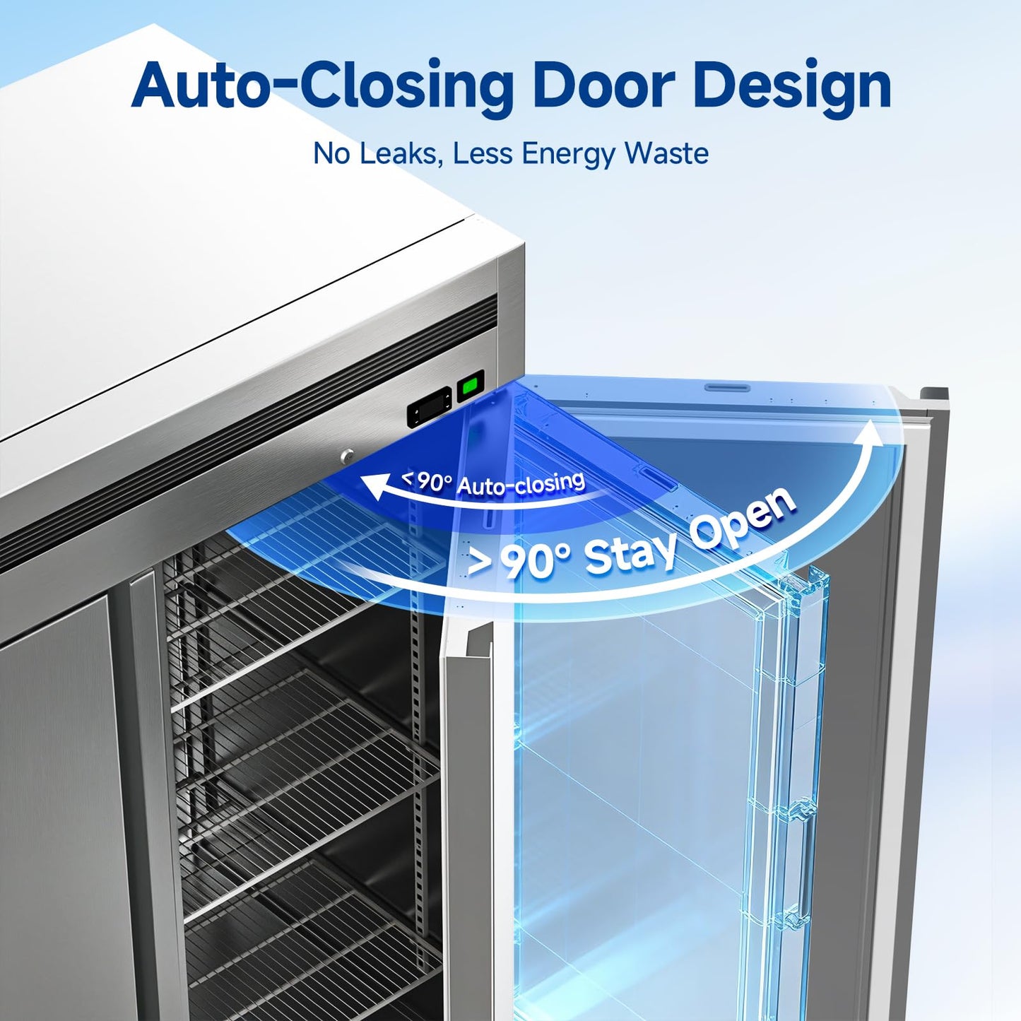 BODEGA BODEGACOOLER 54" W Double Door Commercial Refrigerators, Stainless Steel Solid Door Reach-in Refrigerator, 49 Cu.Ft Large Capacity, 33℉ to 41℉ Temp Range, Auto Defrost, For Restaurant Kitchen