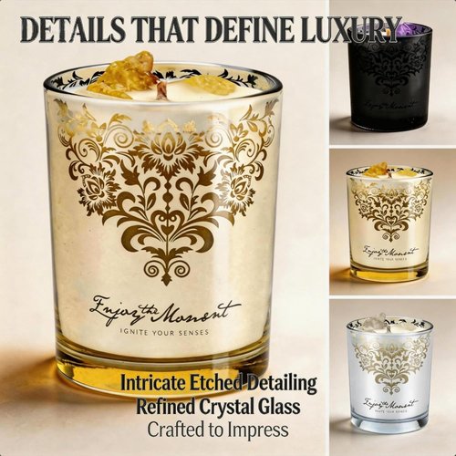 Luxury Soy Candle Gift Set - 3 Pack 7oz Crystal Glass Aromatherapy Candles | 120H Burn Time, Wick Trimmer & Snuffer Lid