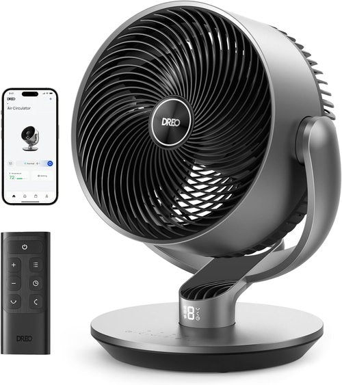 Dreo 16 Inch Quiet Smart Fan - 25dB Oscillating DC Room Fan with Remote & Voice Control | Silver