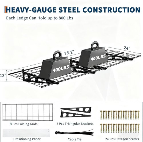 GarveeLife Heavy-Duty Garage Storage Shelving | 2-Pack 2x6 ft Wall-Mounted Shelves, 1600 LBS Capacity