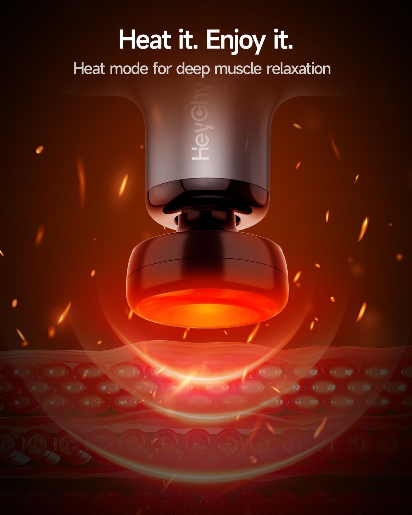 HEYCHY Mini Massage Gun with Heat, Deep Tissue Massage Gun, Portable Percussion Muscle Massager with 4 Massage Heads for Athletes