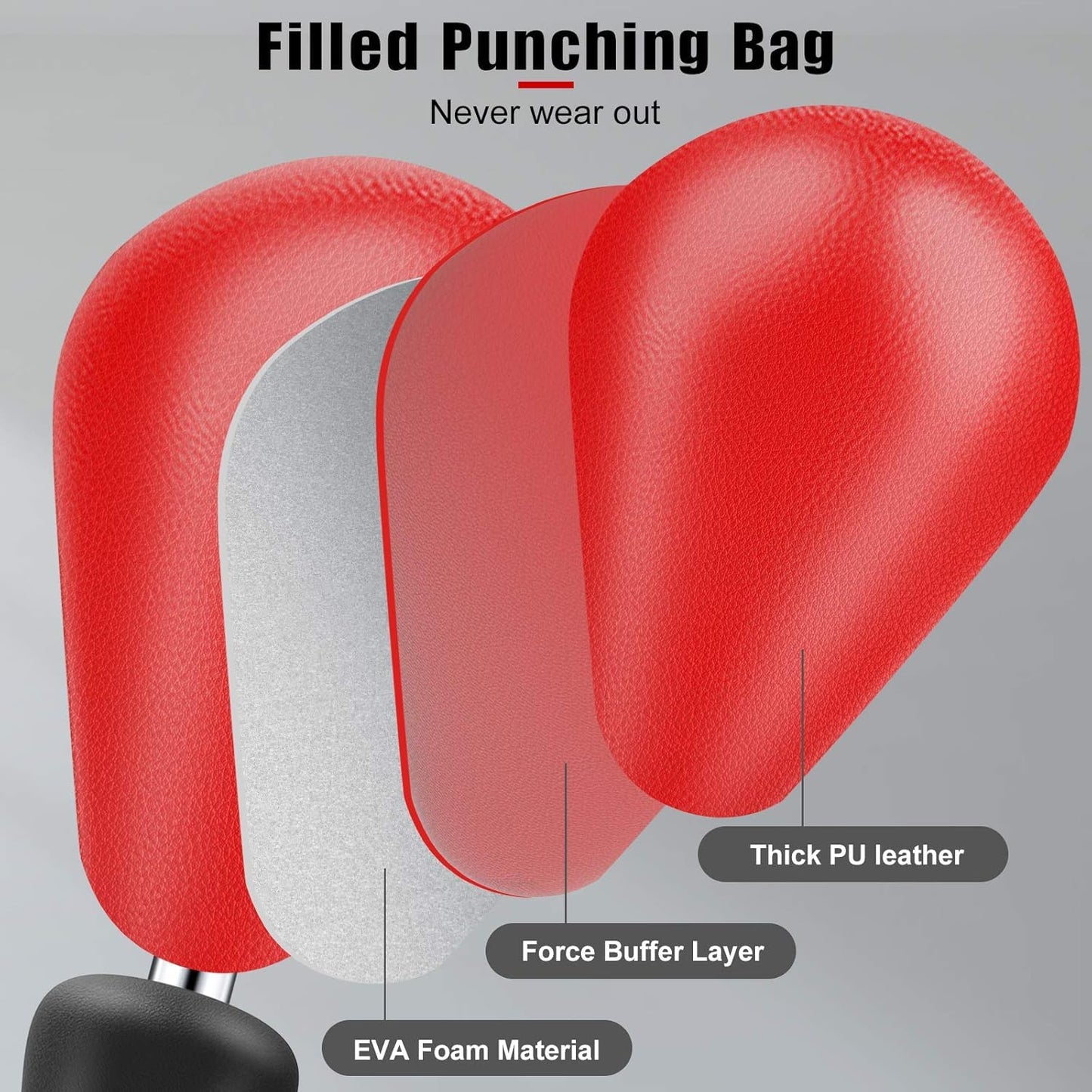 Punching Bag with Stand for Adults, Adjustable Height Free Standing Boxing Reflex Bag, Ideal for MMA Reflex Speed Training, Fitness,Punching and Muscle Building