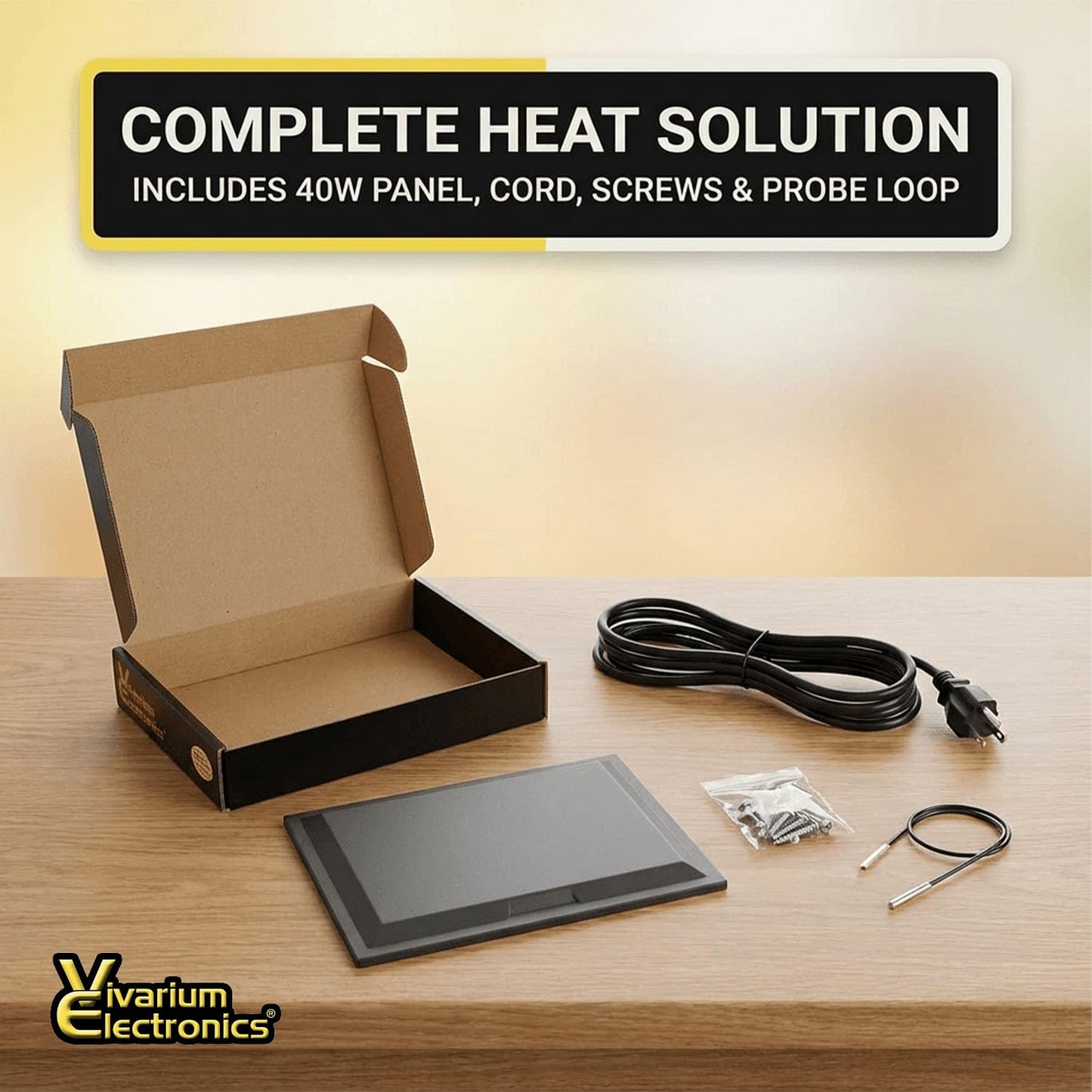 Vivarium Electronics Radiant Heat Panels Made in USA 40W–Premium Reptile Heater Mounts Easily with Included Screws Reptile Heat Panel, Snake Heater, Bearded Dragon, Gecko and Hermit Crab Accessories