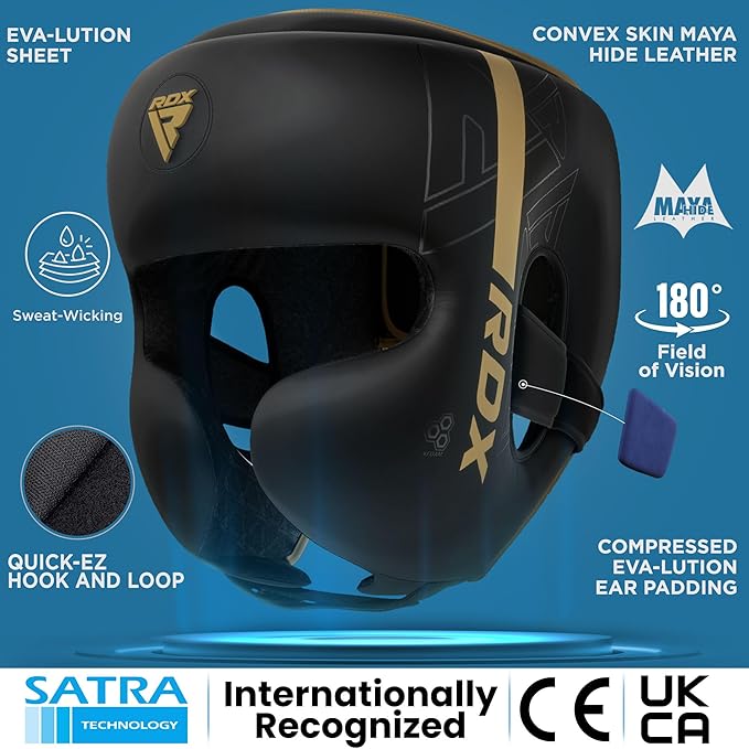 RDX Kids Boxing Headgear, MMA Training, Adjustable Padded Kara Muay Thai Juniors Head Gear, Kickboxing, Sparring, Martial Arts, Karate, Taekwondo Youth Girls Boys Helmet, Home Gym Workouts