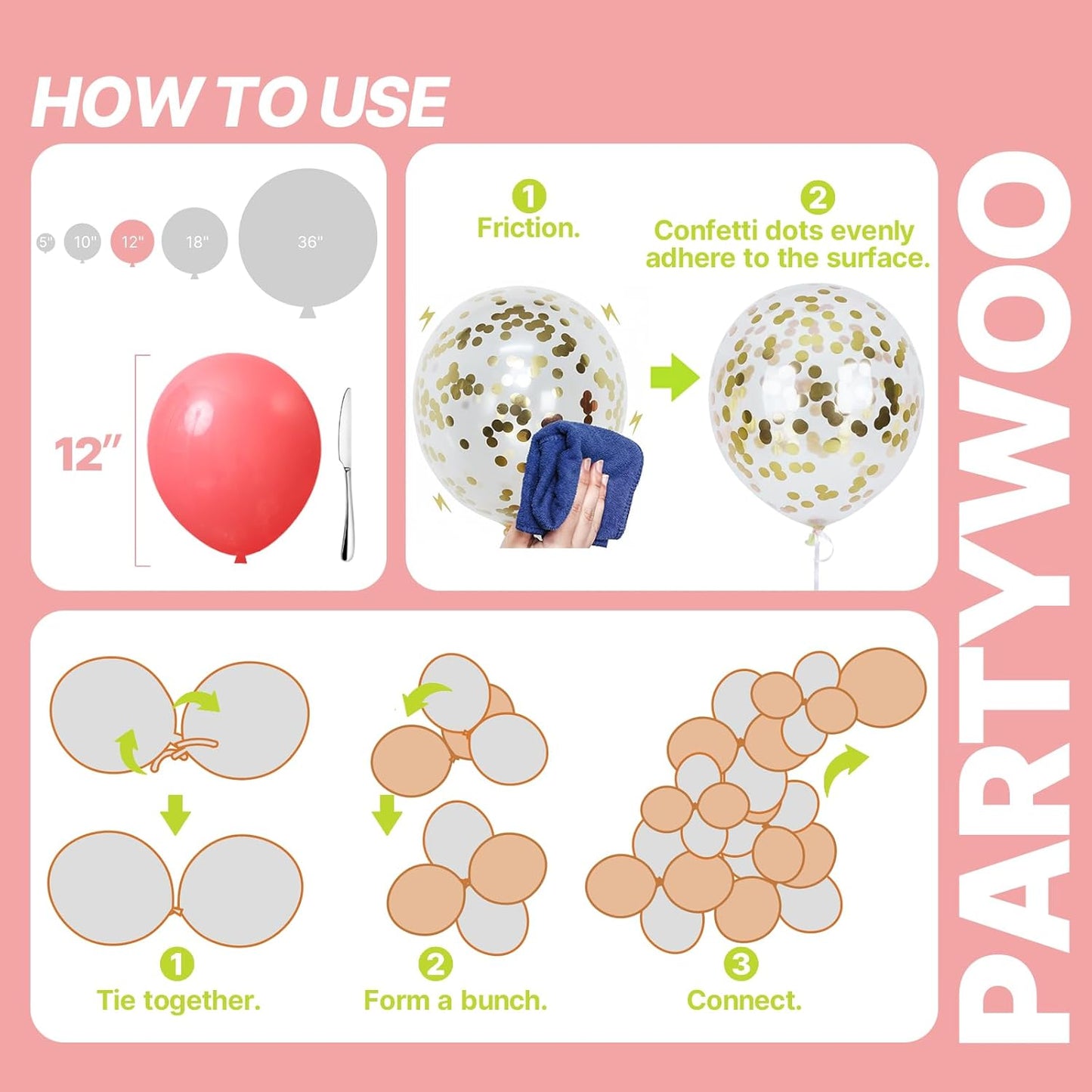 PartyWoo Pastel Rainbow Balloons - 66pcs 12 Inch Latex for Baby Showers, Gender Reveals & Parties