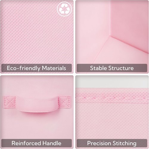 Granny Says Cube Storage Bins - 13x13 Collapsible Organizer Baskets with Handle, Pink, 8-Pack