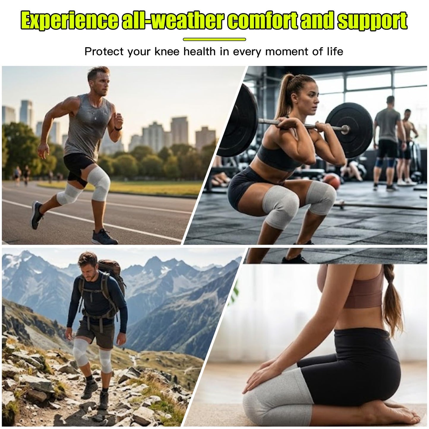Onecompress - One Compress Premium Rayon Derived from Bamboo Knee Sleeves For Women & Men Original 2-pack(Gray, Large(70-90KG))