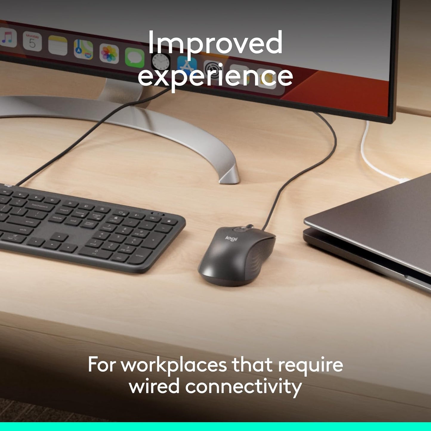 Logitech M520 Signature Wired L for Business, Optical Wired Mouse, USB-C Plug-and-Play, Windows/Mac/Chrome/PC/laptops