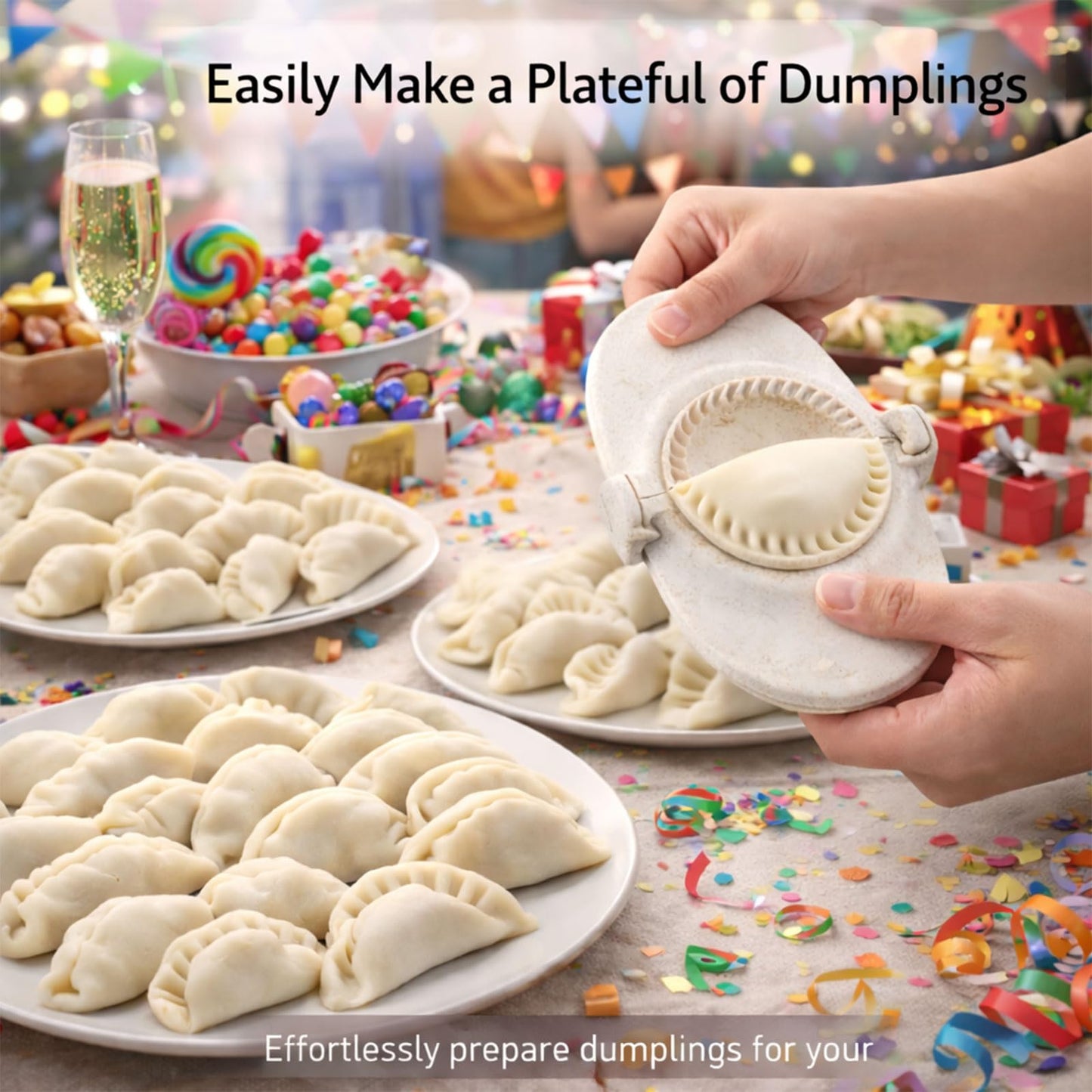 Dumpling Maker Set with Dough Cutter, Easy One-Press Dumpling & Pastry Press Mold for Home Cooking, No Leaking, Secure Seal, 3 Sizes (4", 3", 2.6")