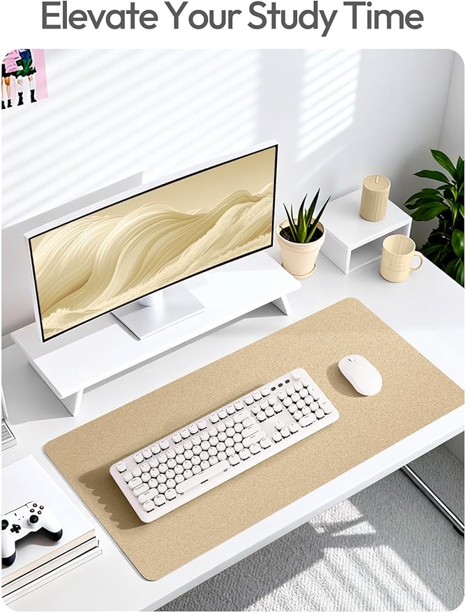 YSAGi Leather Desk Pad Protector, Office Desk Mat, Large Mouse Pad, Non-Slip PU Leather Desk Blotter, Laptop Desk Pad, Waterproof Desk Writing Pad for Office and Home (Gold,47.2" x 23.6")