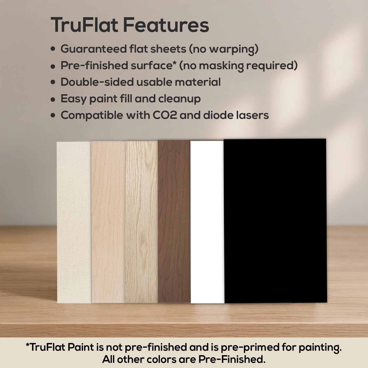 TruFlat Walnut Pre-Finished Plywood Sheets 12 x 19 x 1/8 Inch – MDF Core Wood Boards for Laser Cutting, Engraving, Painting and Sublimation – Smooth Double Sided Finish – Case of 24