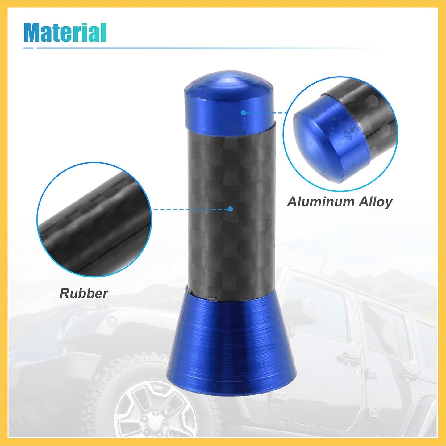 REPAIROCK 1 Set 3.5cm 1.38 Inch Car AM FM Radio Signal Antenna Mast Universal Blue Carbon Fiber Pattern Black Auto