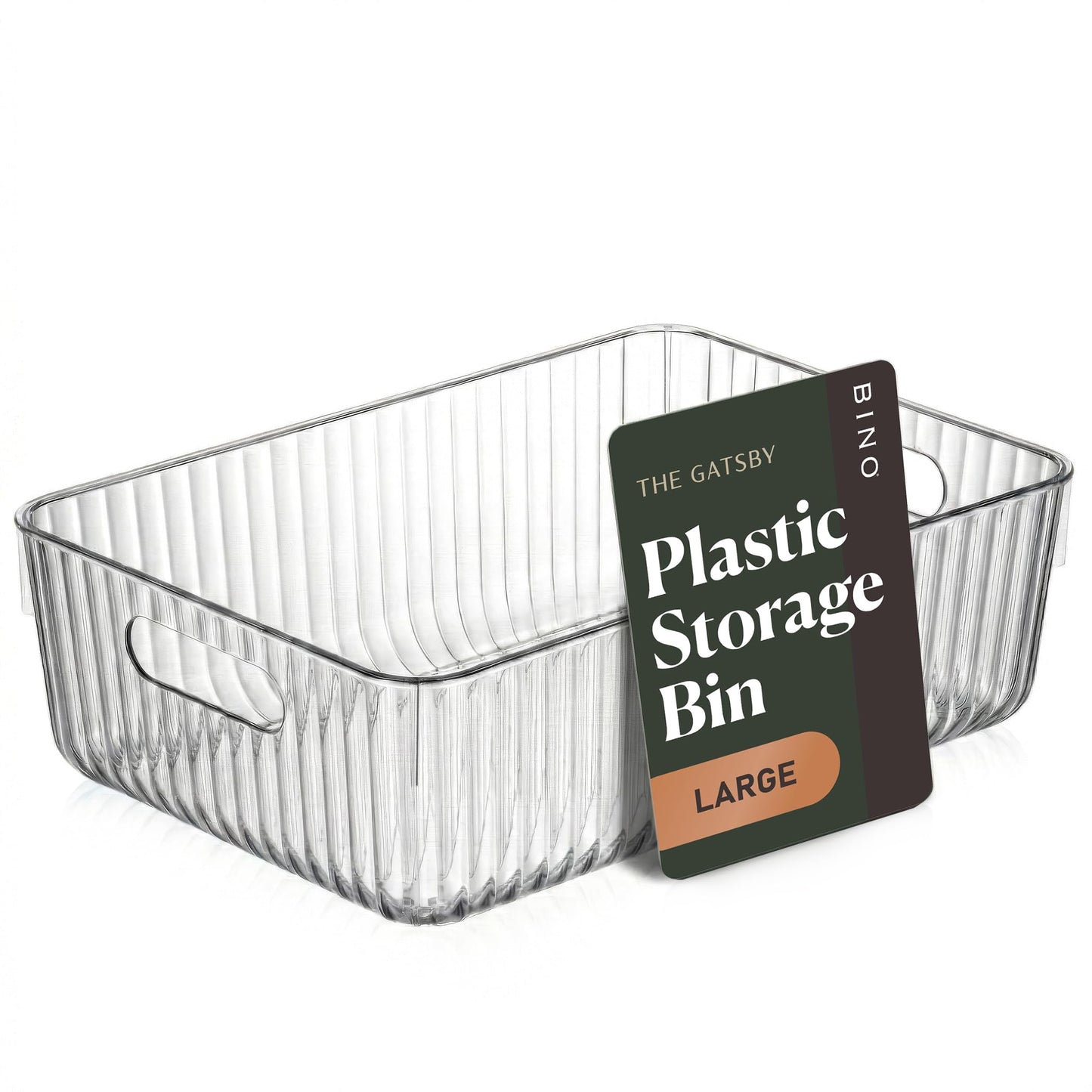 BINO | Plastic Storage Bins, Large | THE GATSBY COLLECTION | Clear Storage Bins for Organization | Pantry Organizers | Kitchen Organizer | Fridge & Freezer Organizer | Cabinet Plastic Containers