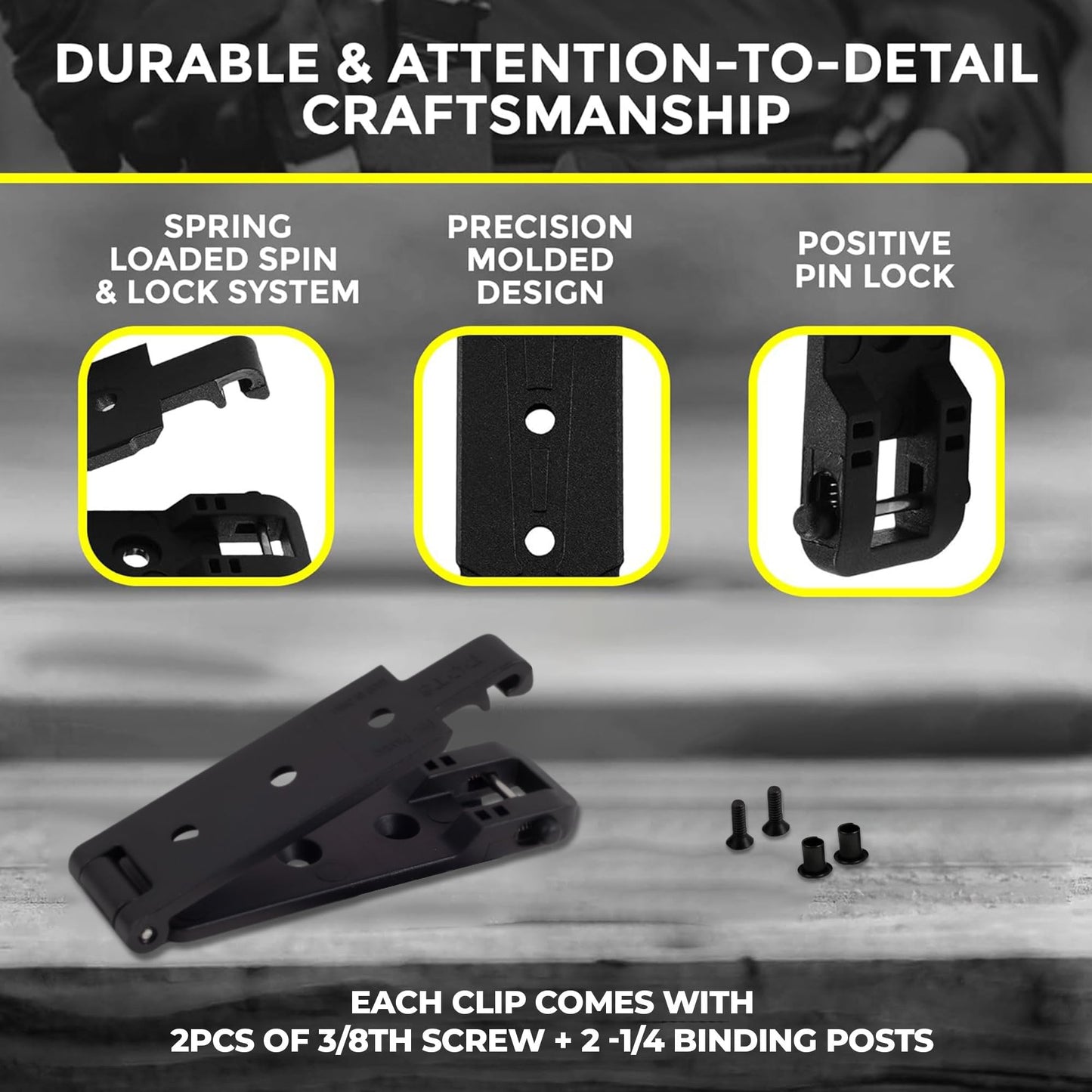 HolsterBuilder Molle Attachment – Quick Locking Belt Clip with Mounting Hardware for Holsters, Mag Pouches, Knife Sheaths, Vests – Available in Size (1", 2", 3", 5") & Pack (2 & 4) – 2 inch 2 Pack