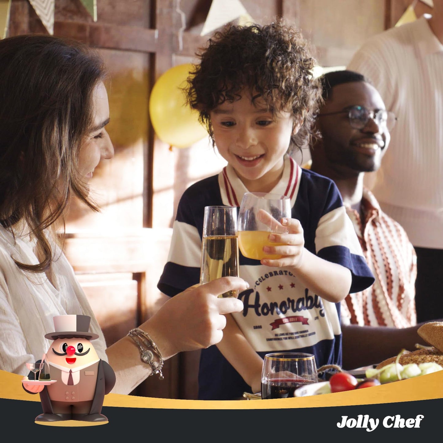 JOLLY CHEF 24 Pack 12 Oz Disposable Plastic Wine Glasses, Shatterproof, Unbreakable, Crystal, Stemless Plastic Wine Cups for Party, Halloween, Thanksgiving, Christmas