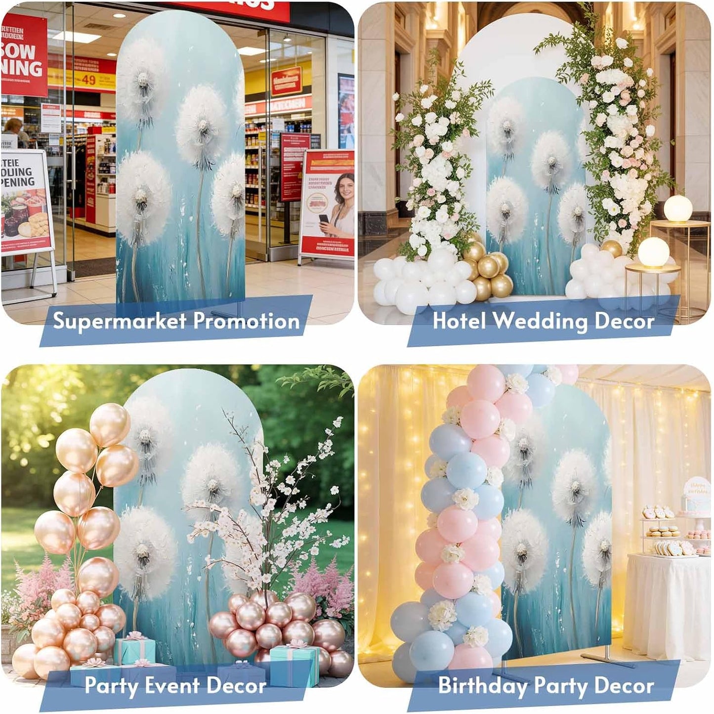 Jnbasdffb 6 White Spring Floral Wedding Arch Cover,Stretchy Spandex Arch Backdrop Stand Covers FT,Modern Oil Painting