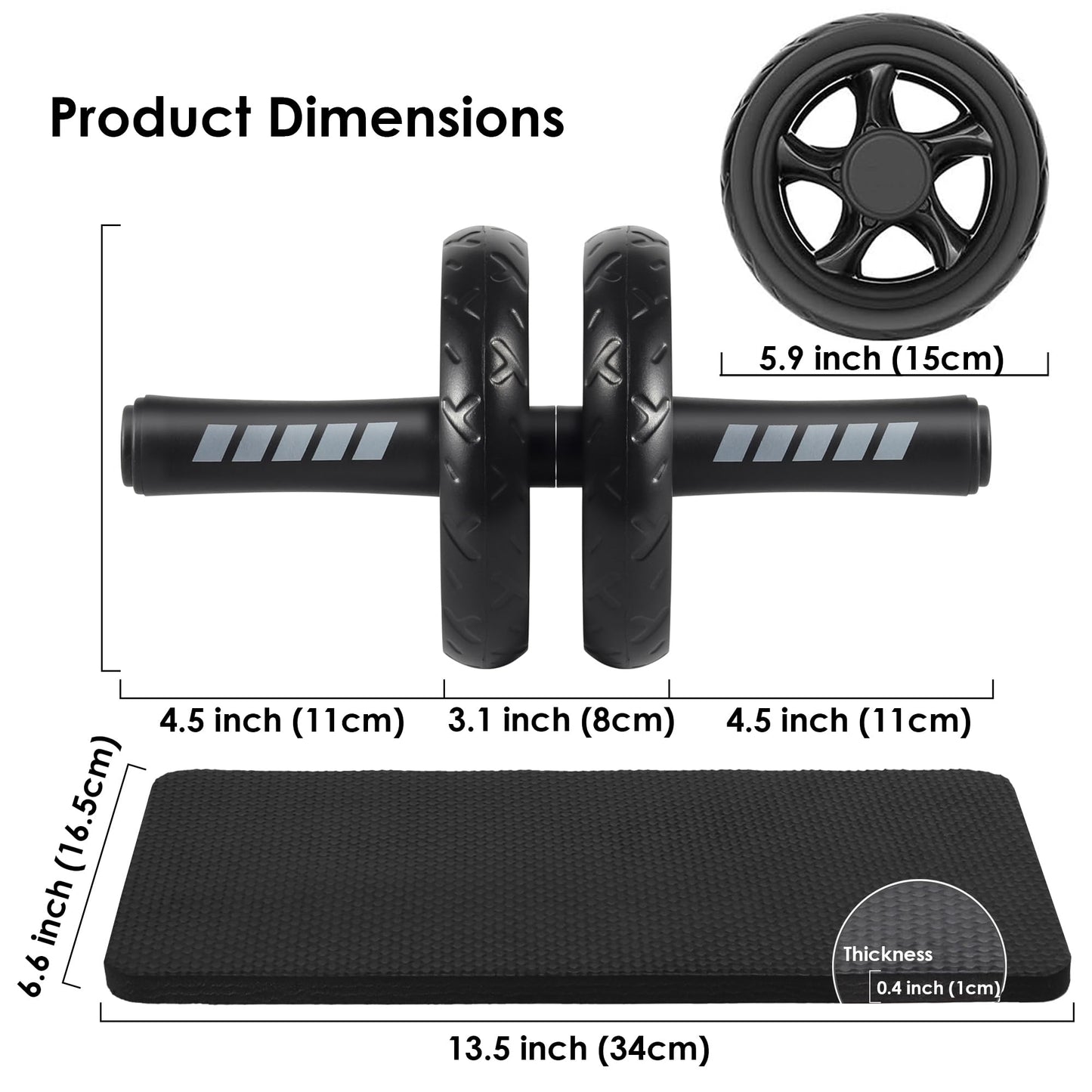 Ab Roller Wheel, Home Gym Equipment for Core Workout, No Noise Exercise Wheels with Knee Pad, Fitness Training Wheel Abs Workout Equipment for Sports