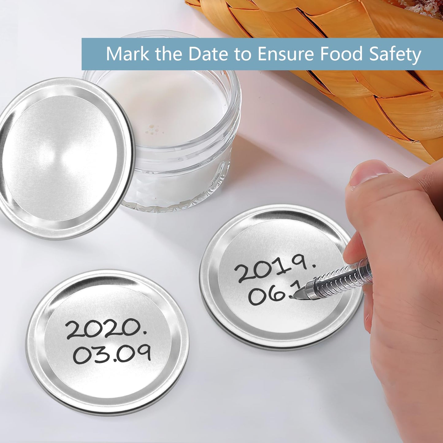 SIJDIEE 200Pcs 86 MM/3.4 Inch Wide Mouth Canning Lids, Leak Proof Split-Type Metal Canning Jar Lids for Ball Kerr Jar, Food Grade Material,100% Fit & Airtight for Wide Mouth Mason Jar Lids