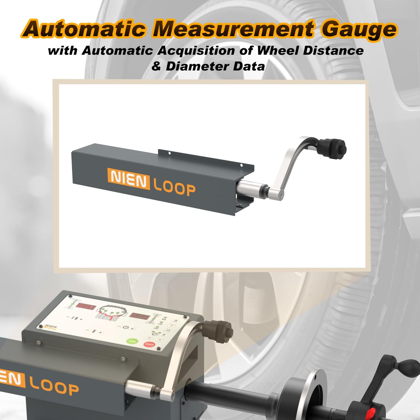 Nienloop Simple Wheel Balancer Machine, with Automatic Measurement Gauge, for Wheel Balancing, Manual Operation, Charged by USB